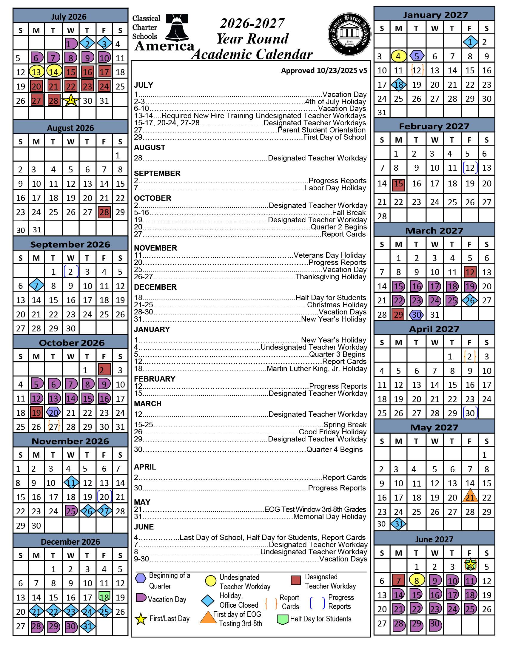 Click for Academic Calendar